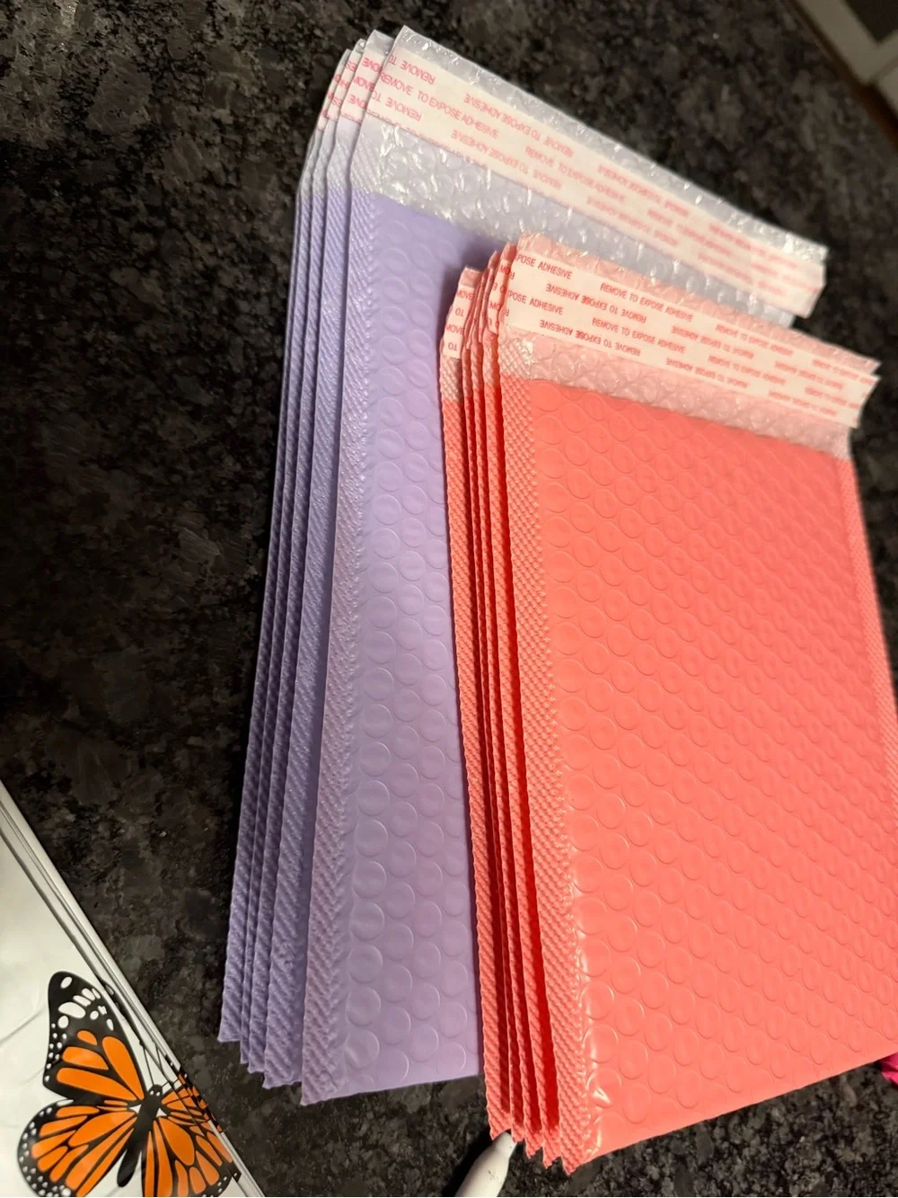 Bundle of 35 Poly & Bubble Mailers Assorted Sizes & Colors Butterfly & Dot Set
